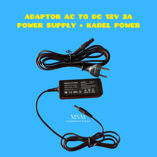 Ac TO DC 12V 3A POWER SUPPLY อะแดปเตอร์ + สายเคเบิลพาวเวอร์