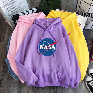 Nuz เสื้อกันหนาวมีฮู้ด ลาย NASA แบบหนา สําหรับผู้หญิง