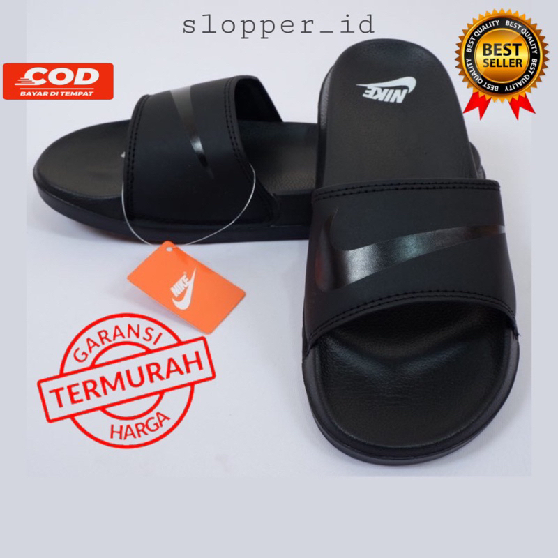 Hitam nike รองเท้าแตะผู้ชาย slop nike รองเท้าแตะผู้ชายสไลด์สีดําเต็มสีดํา nike slip on รองเท้าแตะผู้