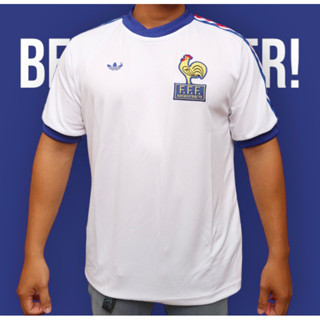 เสื้อกีฬาแขนสั้น ลายทีมชาติฟุตบอลชั้นนํา France away 1978 สไตล์เรโทร