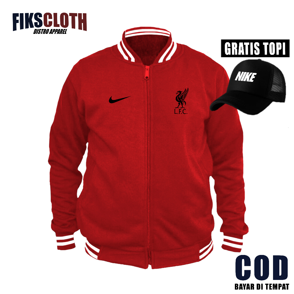 หมวกฟรีฮิต...!!! Liverpool Team Lfc Varsity Baseball jacket Black Motif Free Hat / เสื้อแจ็คเก็ตสเวต