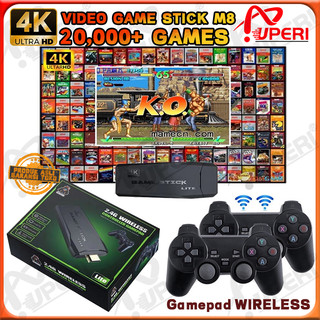 Game stick 4K/Gaming/Permainan Konsol Video 64G Bawaan 20300 Game Konsol Game Genggam Retro Stik Game Pengendali Nirkabel untuk Hadiah Natal Anak PS1/GBA