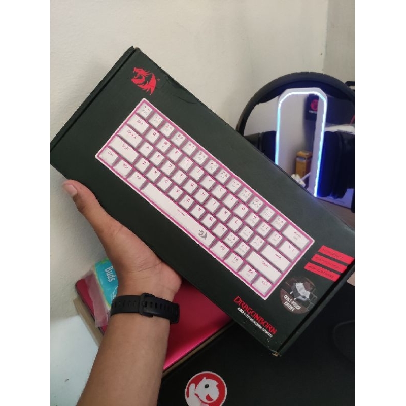 REDRAGON Reddragon K630W คีย์บอร์ดเกมกล 60% สวิตช์เชิงกลสีน้ําตาล