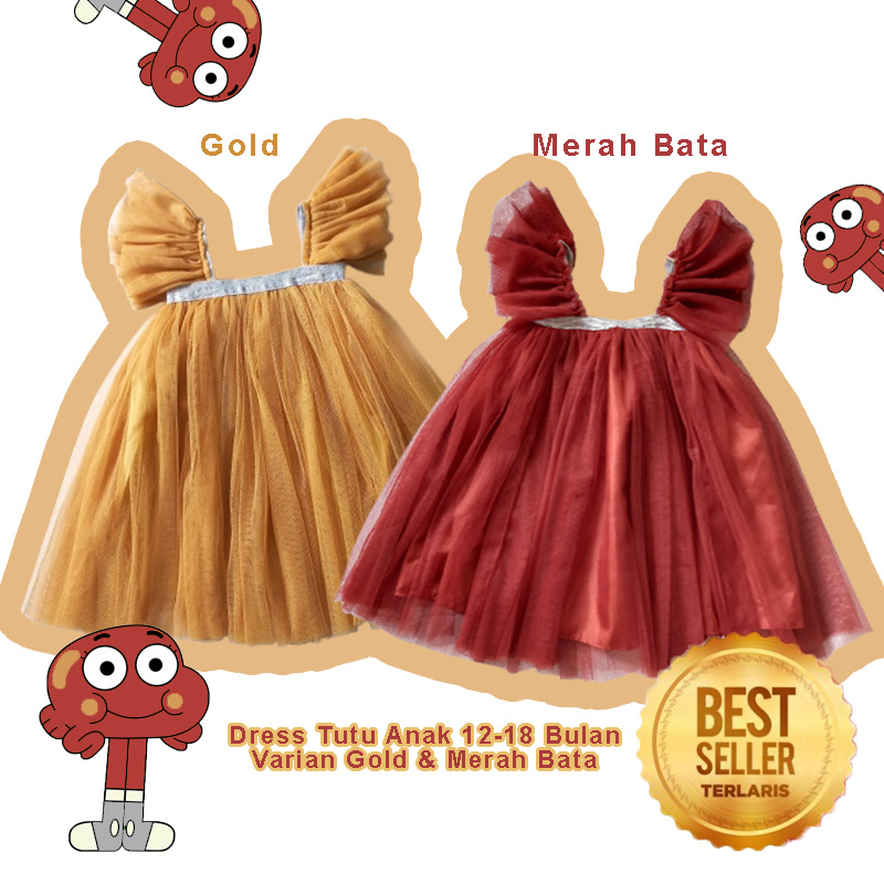 MERAH Teracotta ชุดสําหรับเด็กอายุ 1 ปีฟรี RIBBON นําเข้า Tutu ชุด 12-18 เดือนอิฐสีแดงทองรุ่นน่ารัก 