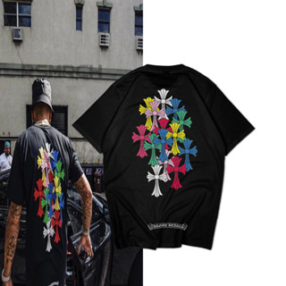 เสื้อยืด โครเมี่ยม พิมพ์ลายหัวใจ สีรุ้ง แบบใหม่