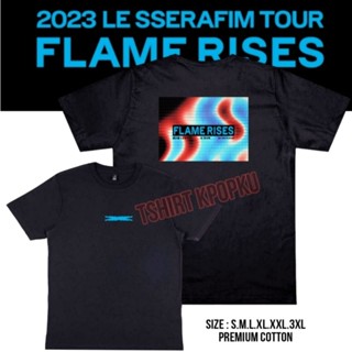 เสื้อยืด พิมพ์ลาย kpop LESSERAFIM flamerises tour JAPAN HOLO สีฟ้า สไตล์เกาหลี