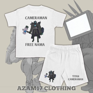 เสื้อยืด กางเกงขาสั้น พิมพ์ลาย Titan Cameraman Free Name Skibidi Toilet Man Boss สําหรับเด็ก