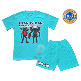 (ฟรีชื่อ) เสื้อยืด ผ้าฝ้าย พิมพ์ลาย TITAN MOTIF TV MAN UPGRADE UNISEX สําหรับเด็ก