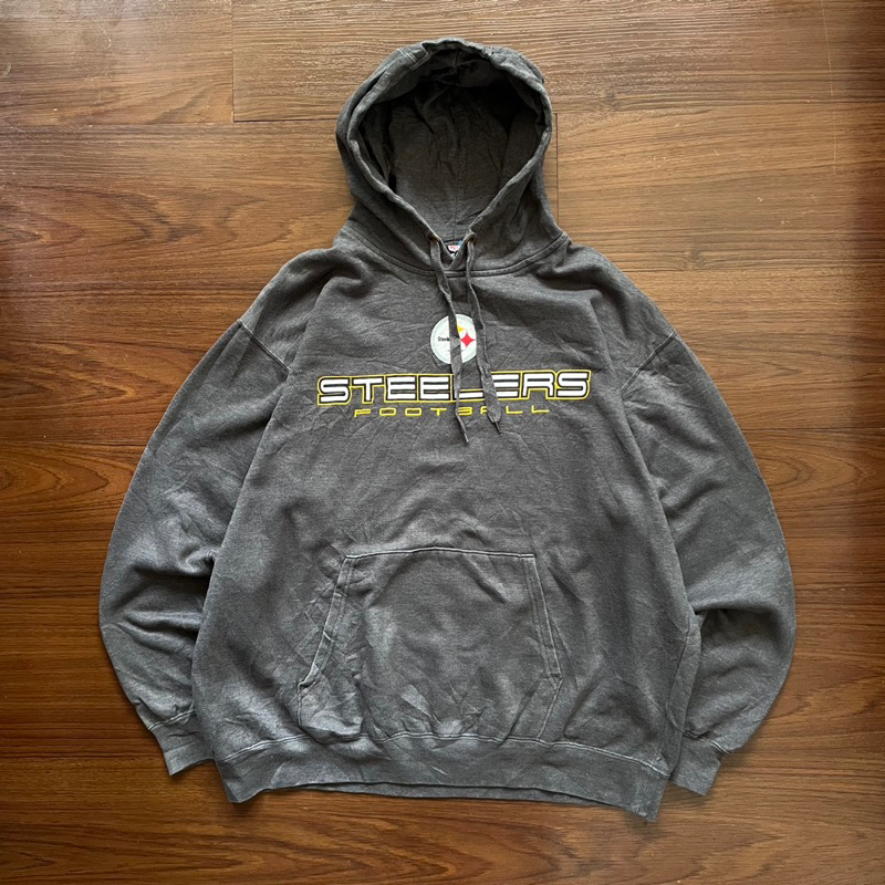 เสื้อกันหนาว มีฮู้ด แบบสวมหัว ลาย Nfl Steelers