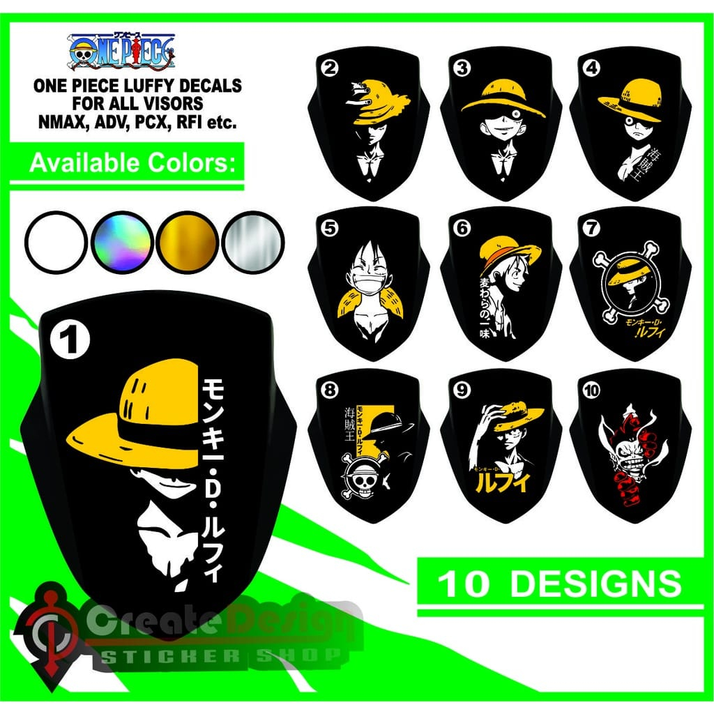 One piece luffy swarf visor Cutting Sticker