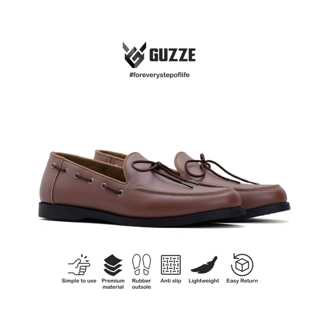 Guzze Veron Brown Casual Men& 39;s Penny รองเท้าโลฟเฟอร์