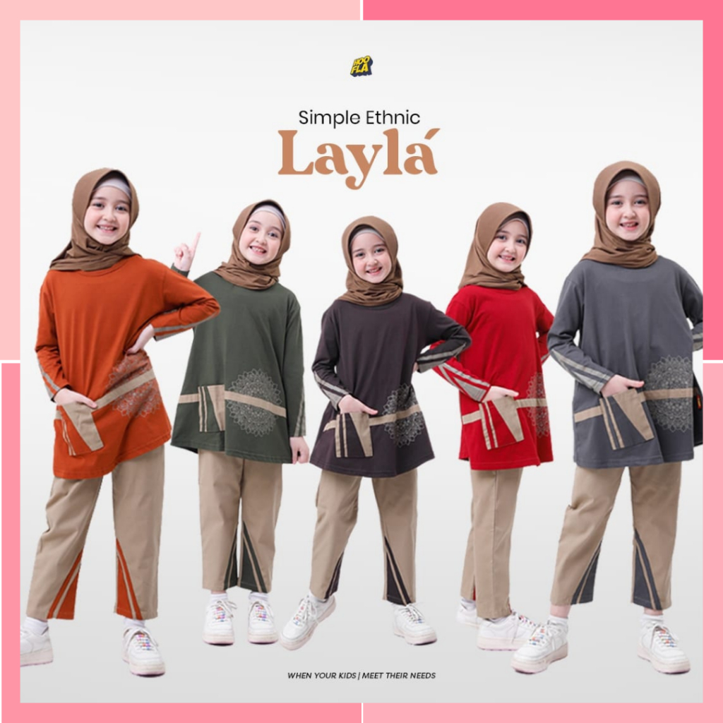 [นําเข้า]เด็ก -ชุดเสื้อผ้ามุสลิม Layla ชาติพันธุ์ที่เรียบง่ายสําหรับเด็กผู้หญิงอายุ 5 ถึง 12 ปี