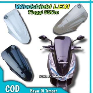 กระจกกันลมหน้า แบบใส สูง 53 ซม. สีดํา สําหรับ Yamaha Lexi