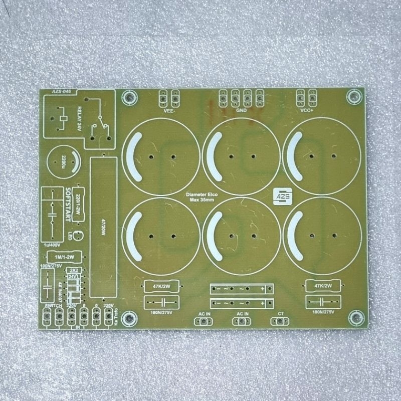 PCB PSU 6 Elco Plus Softstart Fiber FR4 ชั้นเดียว