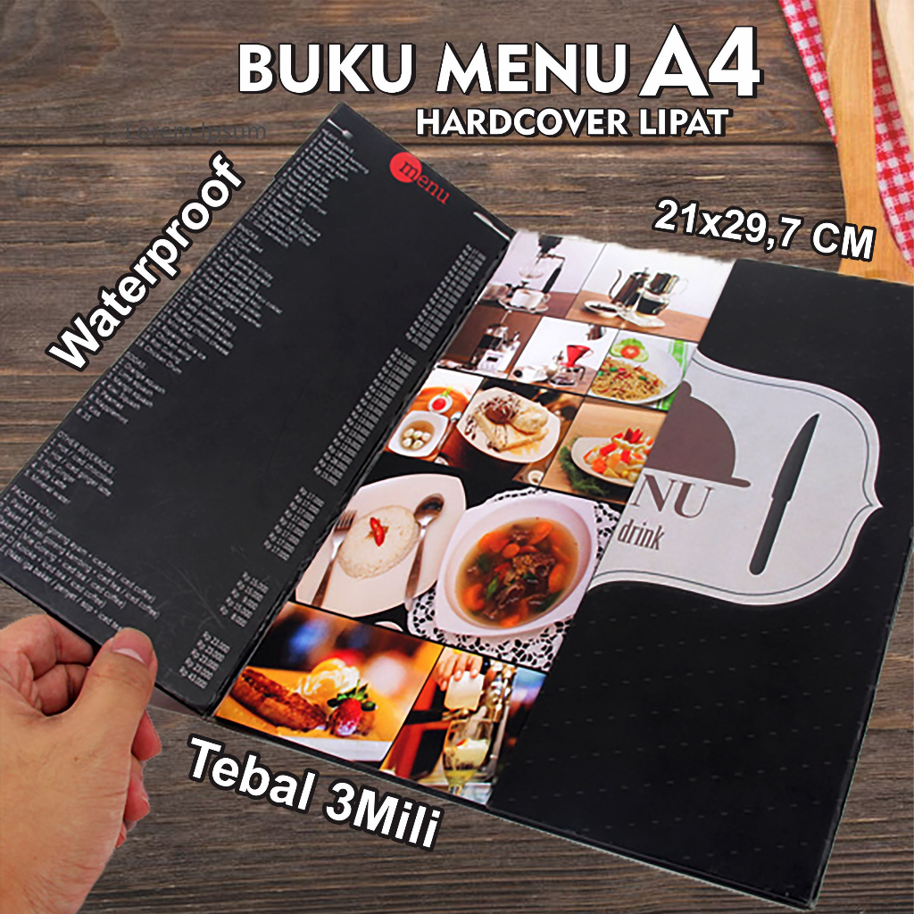 A4 SIZE FOLDING HARDCOVER MENU