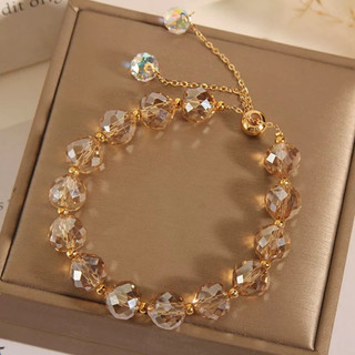 Rafaela Gelang Kristal untuk Wanita Rantai Ekor Dapat Disesuaikan Gelang Gaya Jepang dan Korea Glazzed Titanium Steel 18K