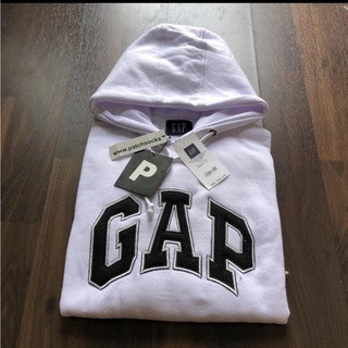 เสื้อแจ็กเก็ต มีฮู้ด ปักลายโลโก้ UNISEX - HOODIE GAP สีขาว ของแท้ คุณภาพดี วัสดุหนา