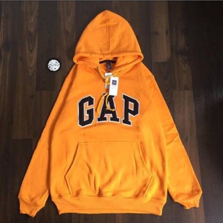 เสื้อแจ็กเก็ต มีฮู้ด ปักลายโลโก้ UNISEX - HOODIE GAP สีเหลือง ของแท้ คุณภาพพรีเมี่ยม วัสดุหนา
