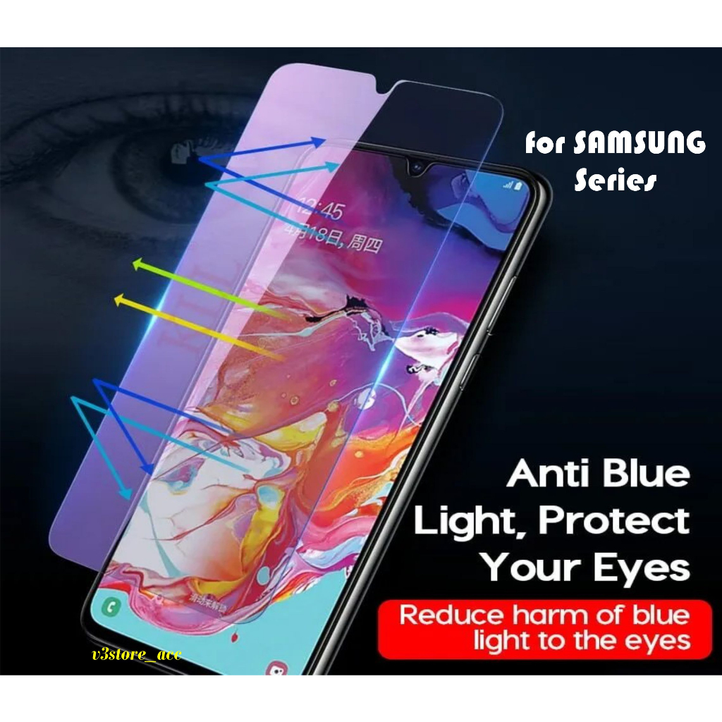 Layar กระจกนิรภัย ป้องกันแสงสีฟ้า Samsung J2 Prime J4 Prime J5 Prime J6 Prime J7 Prime J2 Pro J3 Pro J5 Pro J7 Pro J1 Ace ป้องกันหน้าจอ ป้องกันรังสี ป้องกันรอยขีดข่วน เต็มจอ