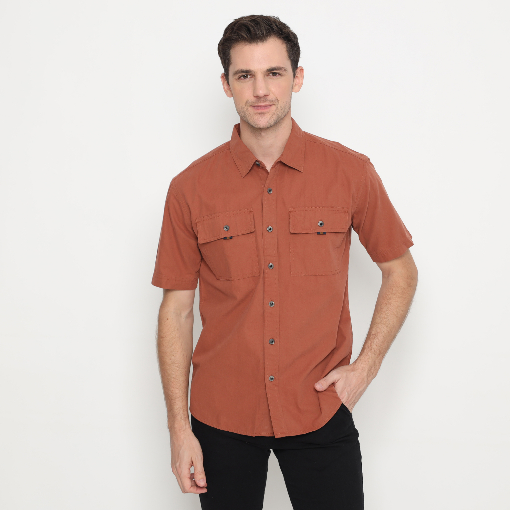 KEMEJA Coop Design - Darel Mens Outdoor Safari Tactical Workshirt Baby Canvas Short Sleeve Shirt, Te