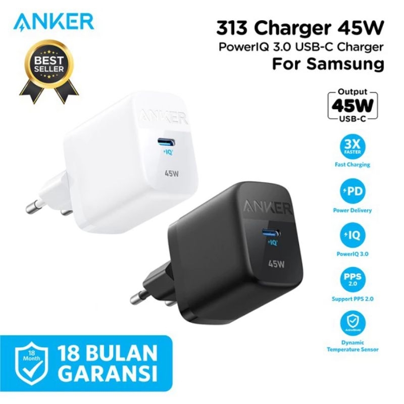 Anker Charger 45W Wall Charger Anker 313 Super Fast Charging Adaptor 45 Watt - A2643 ของแท้