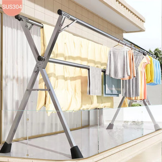 SUS-304 Jemuran Baju Lipat Stainless Steel Jemuran Pakaian Basah Tahan Karat Jemuran Pakaian Outdoor / Indoor