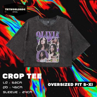 Tryworldbdg OFFICIAL "OLIVIA RODRIGO" CROP TOP OVERSIZED | เสื้อครอป โชว์หลัง | เสื้อยืดแขนสั้นลําลอง พิมพ์ลาย Olivia RODRIGO SOUR GOOD 4U CROP สําหรับผู้ชาย