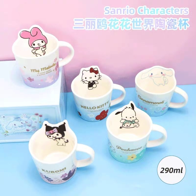 Ori Sanrio Ceramic Cup Mug Character Kuromi Cinnamoroll Hello Kitty Pochacco Melody