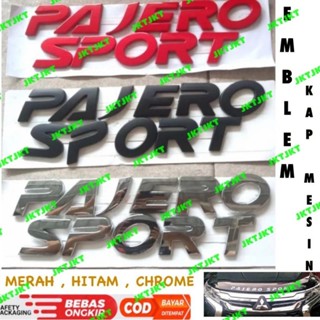 สัญลักษณ์ฝากระโปรงหน้ารถยนต์ Pajero Sport สีดํา โครเมี่ยม สีแดง