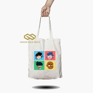 Gorilaz กระเป๋าโท้ท ผ้าแคนวาส ดนตรี วงดนตรี