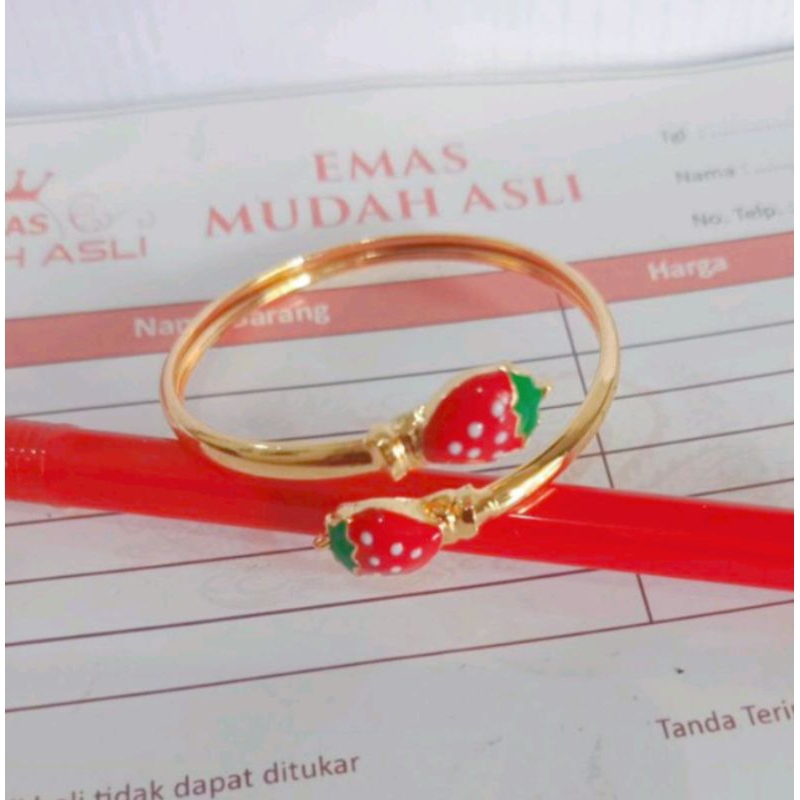 สร้อยข้อมือเด็ก 2/8th light gold 5.3gr เกรด 17.7% ฟรีตัวอักษร