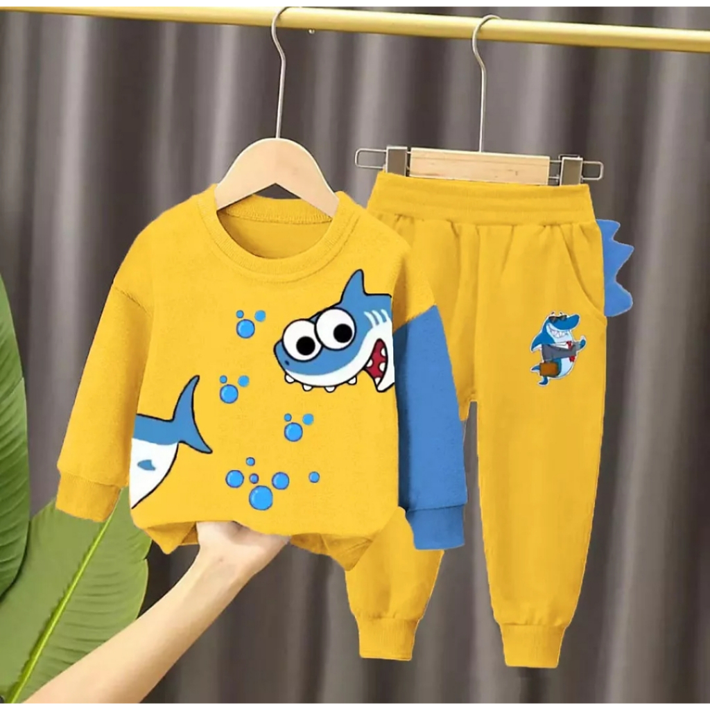 ชุดเสื้อกันหนาวสําหรับ BOYS AND GIRLS BABY SHARK MOTIF 1-5 ปี