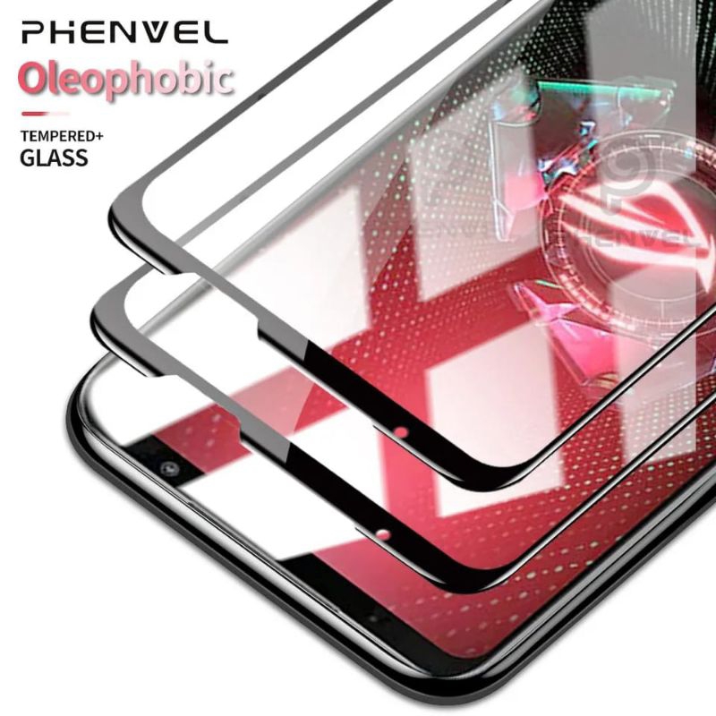 กระจกนิรภัย Asus Rog Phone 7 ultimate Full Cover สีดําด้านข้าง