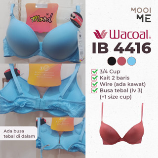 Wacoal Mood IB 4416 เสื้อชั้นใน 3/4 คัพลวด (ไม่มีโครง) โฟมหนา (Passionate Lv 3) สําเนียงลูกไม้เรียบ (ชุด)