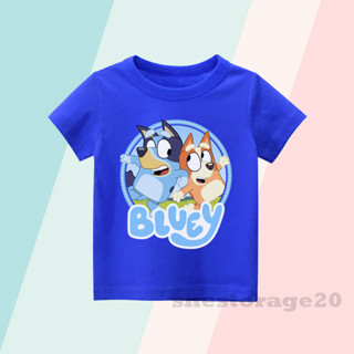 เสื้อยืด พิมพ์ลายการ์ตูน Bluey คุณภาพสูง สําหรับเด็ก