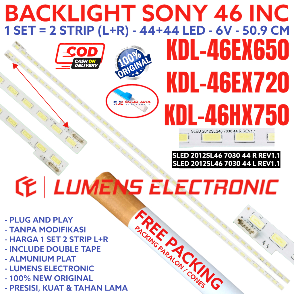 BACKLIGHT LED TV SONY 46 KDL 46EX650 46EX720 46HX750 46HX752 BL SMD STRIP LIGHTS 6V 44LAMPU 46EX 46H
