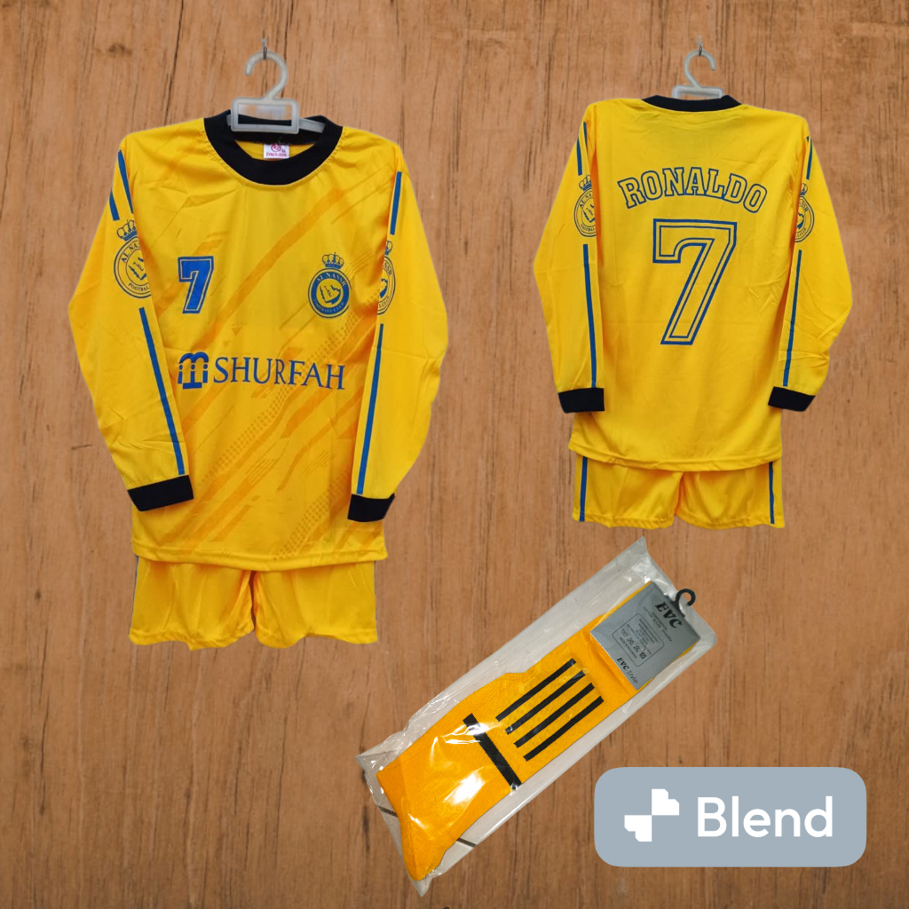 RONALDO AL NASSR KIDS GOALKEEPER SHIRT/AL NASSR RONALDO KIDS GOALKEEPER เสื้อฟุตบอลชุด AGES 6-12 ปี