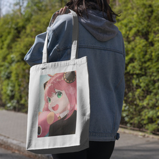 กระเป๋าโท้ท ผ้าแคนวาส ลายการ์ตูนอนิเมะ Everya forger tote bag Everya forger tote bag Everya forger Totebag spy x family Totebag Anime canvas costum souvenir PART 4