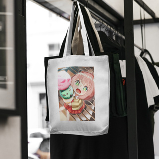 กระเป๋าโท้ท ผ้าแคนวาส ลายการ์ตูนอนิเมะ Everya forger tote bag Everya forger tote bag Everya forger Totebag spy x family Totebag Anime canvas costum souvenir PART 5