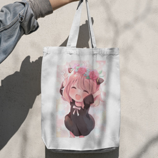 กระเป๋าโท้ท ผ้าแคนวาส ลายการ์ตูนอนิเมะ Everya forger tote bag Everya forger tote bag Everya forger Totebag spy x family Totebag Anime canvas costum souvenir PART 7