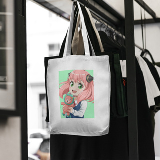 กระเป๋าโท้ท ผ้าแคนวาส ลายการ์ตูนอนิเมะ Everya forger tote bag Everya forger tote bag Everya forger Totebag spy x family Totebag Anime canvas costum souvenir PART 10