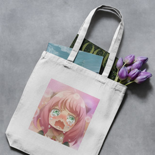 กระเป๋าโท้ท ผ้าแคนวาส ลายการ์ตูนอนิเมะ Everya forger tote bag Everya forger tote bag Everya forger Totebag spy x family Totebag Anime canvas costum souvenir PART 11