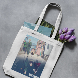 กระเป๋าโท้ท ผ้าแคนวาส ลายการ์ตูนอนิเมะ Everya forger tote bag Everya forger tote bag Everya forger Totebag spy x family Totebag Anime canvas costum souvenir PART 18