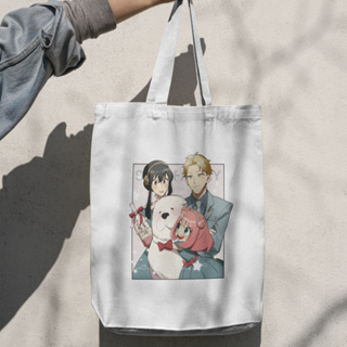 กระเป๋าโท้ท ผ้าแคนวาส ลายการ์ตูนอนิเมะ Everya forger tote bag Everya forger tote bag Everya forger Totebag spy x family Totebag Anime canvas costum souvenir PART 21