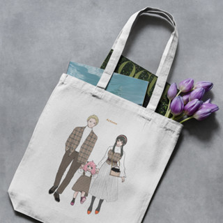 กระเป๋าโท้ท ผ้าแคนวาส ลายการ์ตูนอนิเมะ Everya forger tote bag Everya forger tote bag Everya forger Totebag spy x family Totebag Anime canvas costum souvenir PART 22