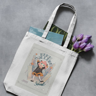 กระเป๋าโท้ท ผ้าแคนวาส ลายการ์ตูนอนิเมะ Everya forger tote bag Everya forger tote bag Everya forger Totebag spy x family Totebag Anime canvas costum souvenir PART 26