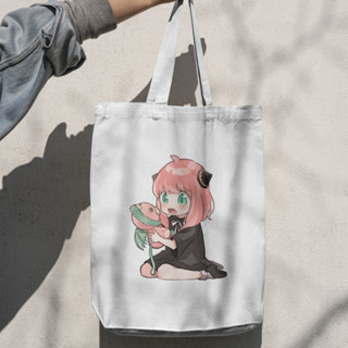 กระเป๋าโท้ท ผ้าแคนวาส ลายการ์ตูนอนิเมะ Everya forger tote bag Everya forger tote bag Everya forger Totebag spy x family Totebag Anime canvas costum souvenir PART 28