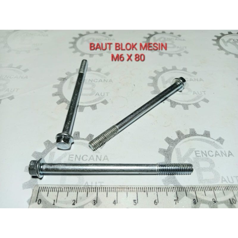 MESIN M6 X 80 MOTORCYCLE ENGINE BLOCK BOLTS / WHITE / FO KEY 8 LENGTH 8 CM