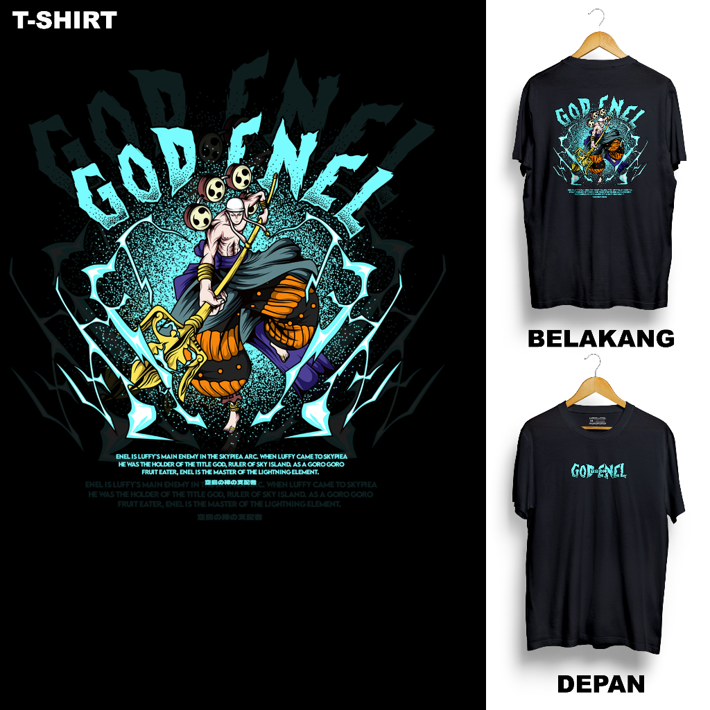 God ENEL - ANIME ONE PIECE MOTIF เสื้อยืดผู้ใหญ่ OP CHARACTER GOD ENEL GEAR EDITION FIFTH GEAR 5