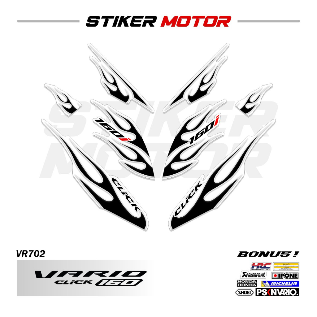 Vr702 ใหม่ VARIO 160 สติ๊กเกอร์ FIRE MOTIF STRIPING LIS สติ๊กเกอร์ HONDA VARIO 160 VARISI FIRE CLICK